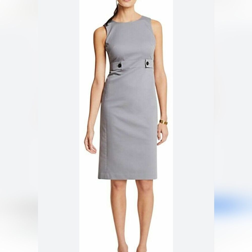 NWOT Ann Taylor Gray Sheath Dress Coastal Grandma Normcore Beigecore